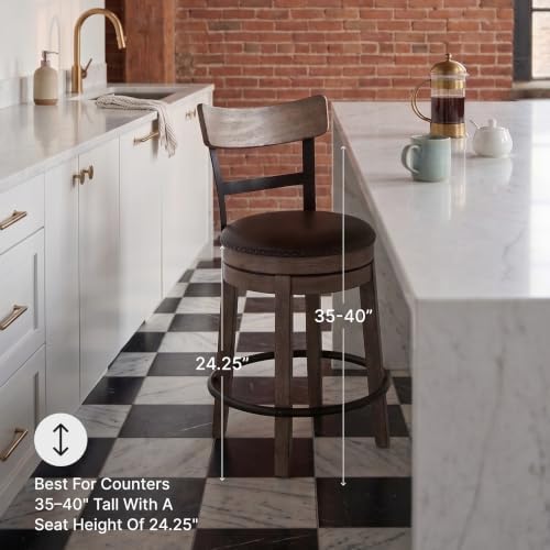 Signature Design by Ashley Pinnadel Counter Height Swivel Bar Stool, Brown