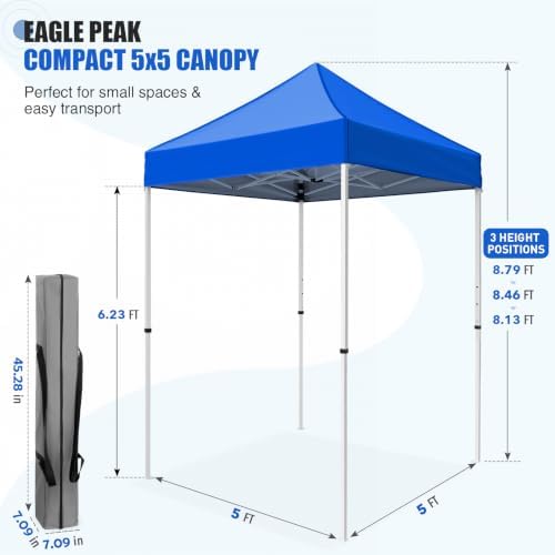 EAGLE PEAK 5x5 Pop Up Canopy Tent, Blue