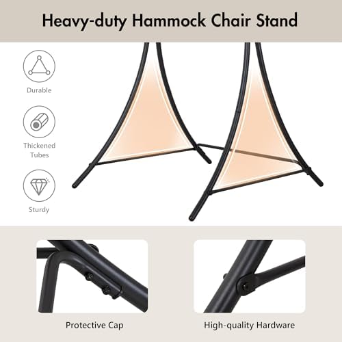 ANOW Adjustable Hammock Chair Stand, Heavy Duty Hanging Chair Stand, Black