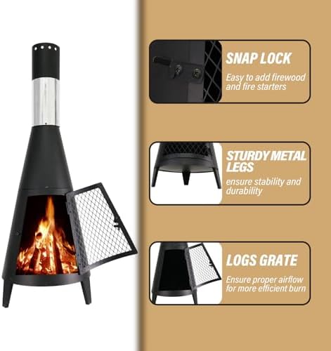 BDL Outdoor Chiminea Fireplace Wood Burning Fire Pit for Patio