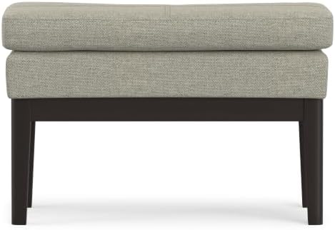 SIMPLIHOME Carlson 27" Wide Woven Fabric Rectangle Ottoman in Greige