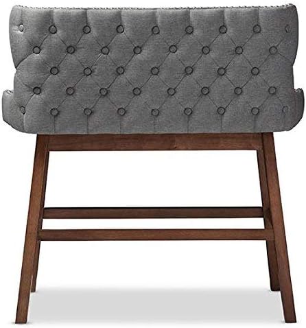 Baxton Studio Gradisca Modern and Contemporary Grey Fabric Button-tufted Upholstered Bar Bench Banquette