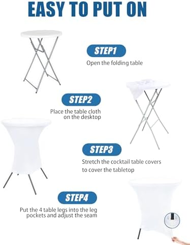 Cocktail Table Covers - 2 Pack 32x43 Inch Table Cloth - White