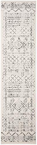 SAFAVIEH Tulum Collection Runner Rug - 2' x 15', Ivory & Grey, Moroccan Boho Distressed Design, Non-Shedding & Easy to Clean, Ideal for Living Room, Hallway, Foyer, Bedroom (TUL268A)