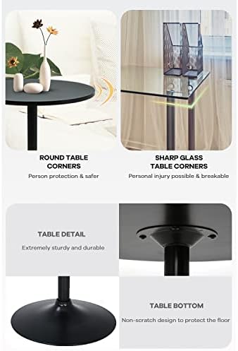 NChanmar Bar Table Round Pub Table Cocktail Bistro High Table with Black Top and Base for Home Kitchen Small Spaces