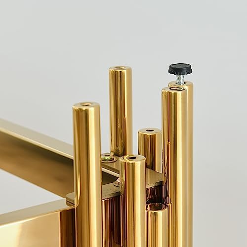 Modern Glass Console Table, 55" Gold Sofa Table with Sturdy Metal Frame and Clear Tempered Glass Top, for Living Room Entryway Bedroom, Gold Finish (Gold4)