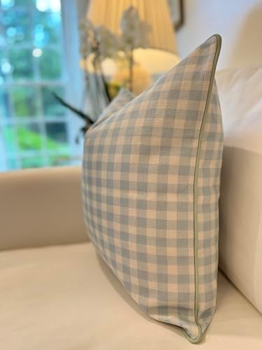 Jillien Harbor “The Charlie” Decorative Pillow Cover – Blue and White Accent Pillow Cover with Gingham-Inspired Design – Grandmillennial Home Decor, 20" x 20"