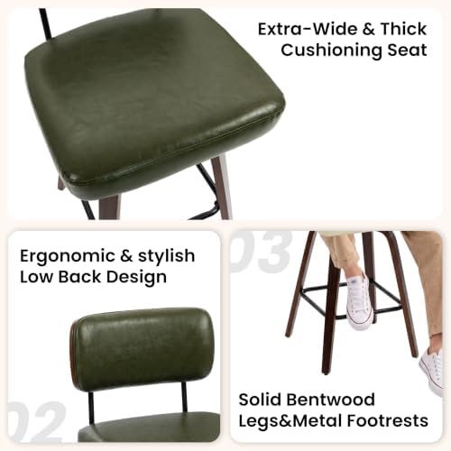 Swivel Bar Stools Set of 2, 26.7" Upholstered Counter Height Bar Chairs