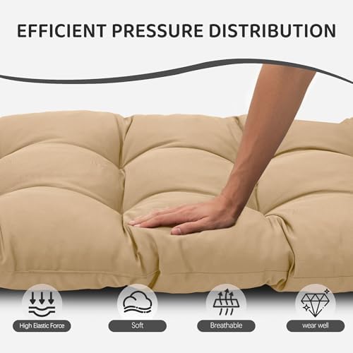 Yddsky 3Pcs Wicker Chair Cushion Sets for Patio Furniture,Khaki,47*19*4''