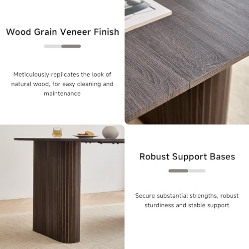 70.8" Modern Oval Dining Table for 6 8 People, Black
