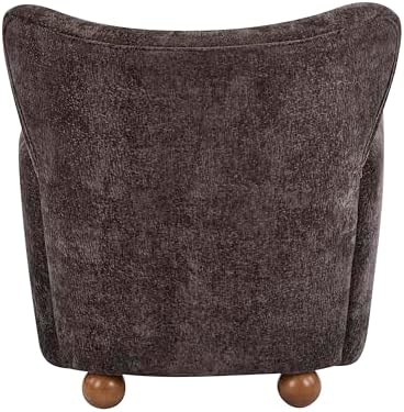 Christopher Knight Home Lindy Wingback Accent Chair, Upholstered Armchair with Rounded Wooden Legs, Curved Backrest Single Sofa, Soft Cushion Seating, Comfy Lounge Chair for Living Room, Dark Brown