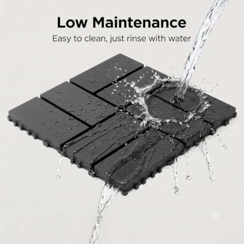 plastic interlocking deck tiles, 44 pack, 12" x, side view