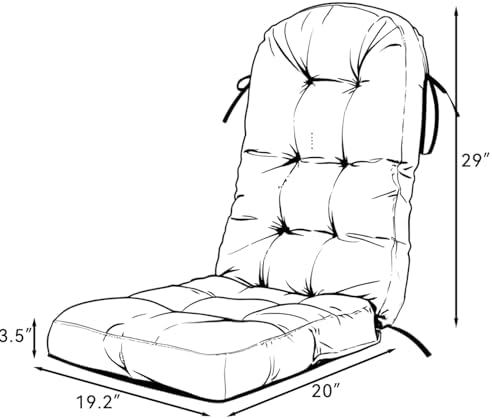 Outdoor Rocking Chair Cushion for Adirondack Chair, High Back Patio Outdoor Seat Chair Cushion 49x19in,Light Grey