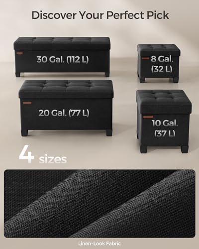 SONGMICS Storage Ottoman Bench, Foldable Foot Rest with Legs