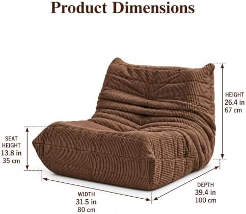 N&V Fireside Chair, Mid Century Armless Floor Sofa, Soft Premium Corduroy Floor Lounge Chair, Foam Sofa for Living Room Bedroom and Office (Future Dusk)