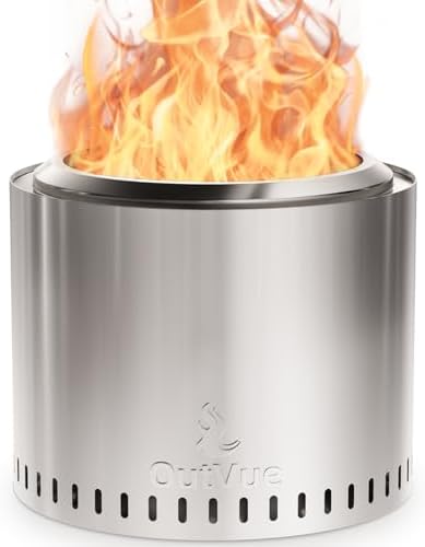 OutVue 19.5 inch Stainless Steel Smokeless Fire Pit with Tote Bag