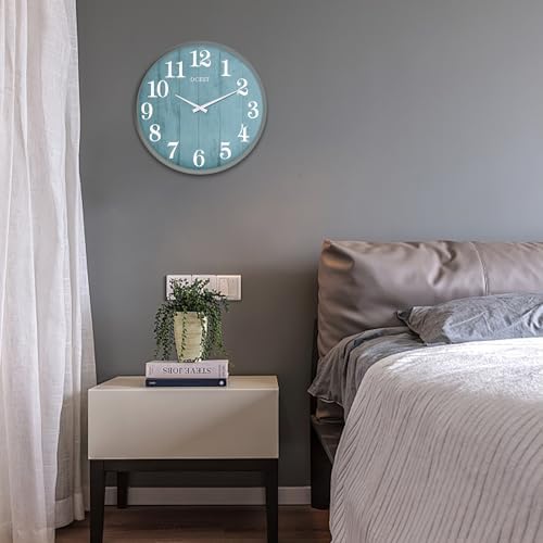 OCEST 18 Inch Large Decorative Wall Clock with Woodgrain Design