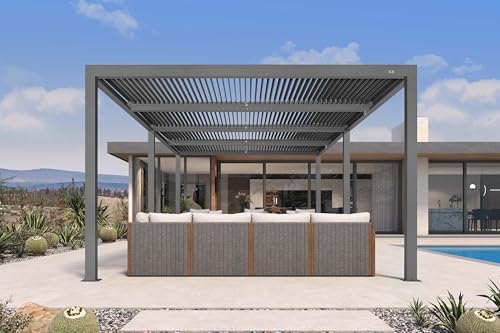 PURPLE LEAF Louvered Pergola 12' x 24', Adjustable Roof, Concealed Gutters
