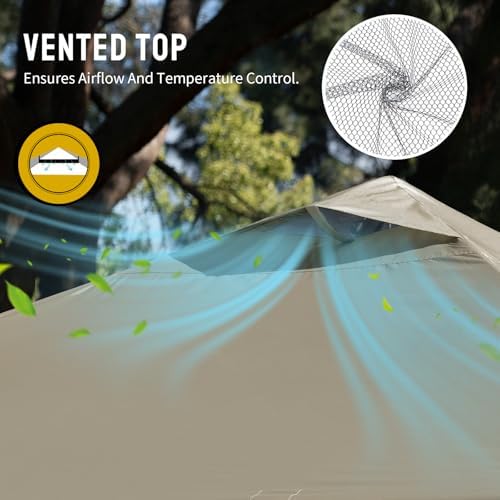 CROWN SHADES 10x10 Pop Up Canopy Tent with One Push Setup, Beige