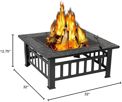 ZENY 32 inch Outdoor Fire Pit with Grill
