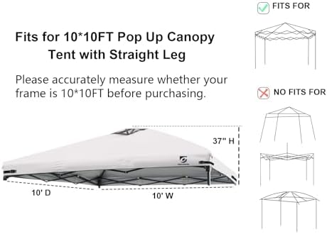 10x10 Pop Up Canopy Replacement Top Cover with Air Vent(Frame NOT INCUDE)