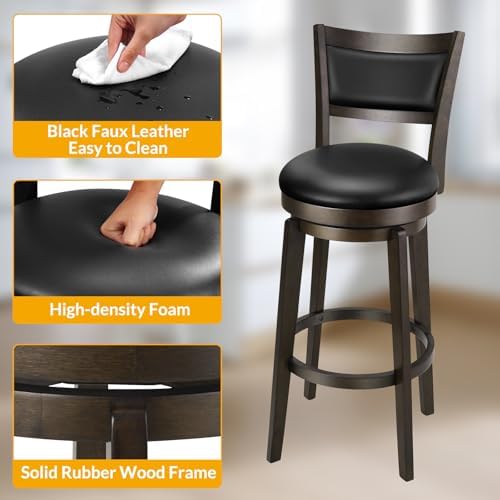 PrimeZone Swivel Bar Stools Set of 2, 30 Inch Bar Height Barstools