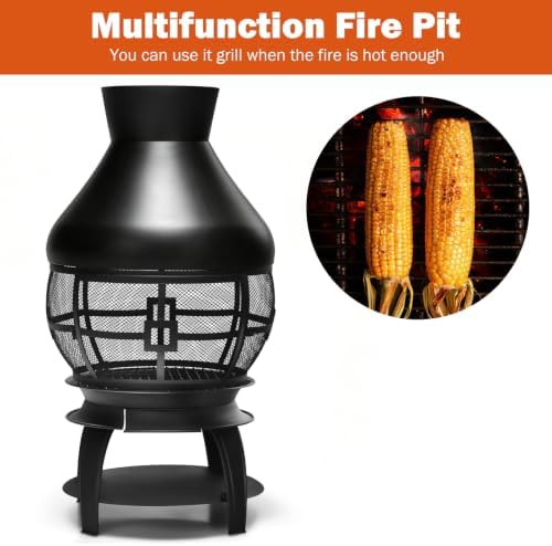 Giantex Wood Burning Chiminea, Heavy Duty Fireplace Chiminea for Patio