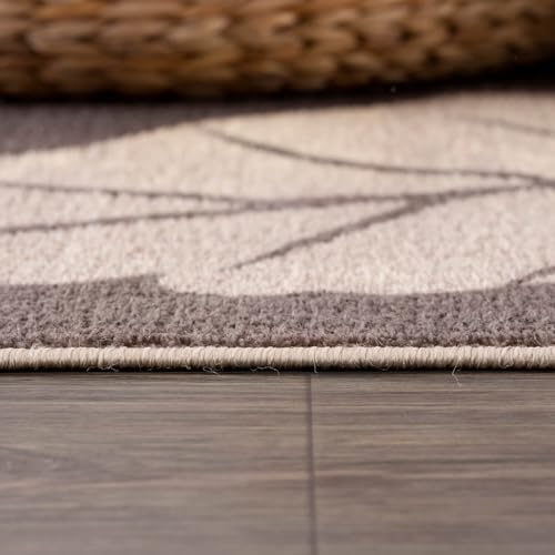 CAMILSON Solana Modern Floral 5x7 Area Rugs Non-Skid (Non-Slip) Rubber Backing Yellow - Brown Flowers Indoor Rug (5 x 7, Yellow Brown)