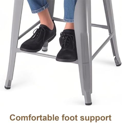 VENI HOME Stackable Metal Bar Stool Backless Indoor-Outdoor Counter Stools Fullmetal Dinning Chairs Set of 4 (Grey, 30 Inch)