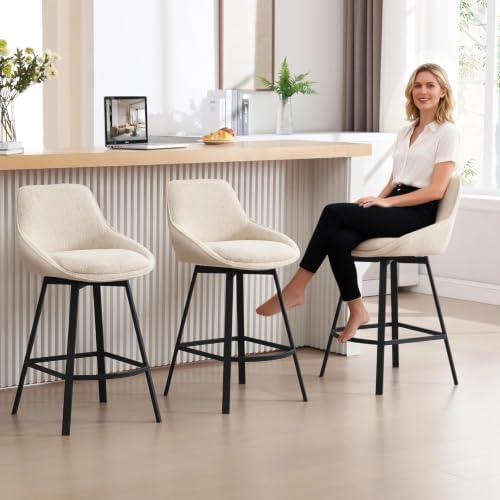 Zesthouse Swivel Bar Stools Set of 2, Modern Counter Height Stool with Back