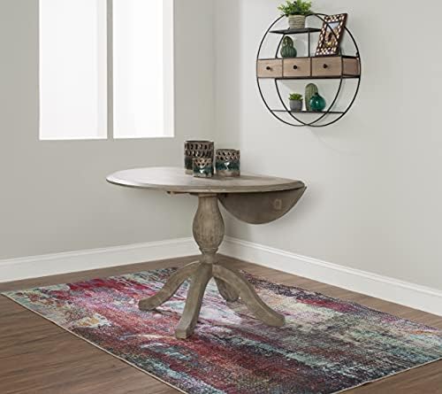 Linon Home Decor Mauro Antique Rustic Brown Drop Leaf Small Dining Table with Pedestal Base