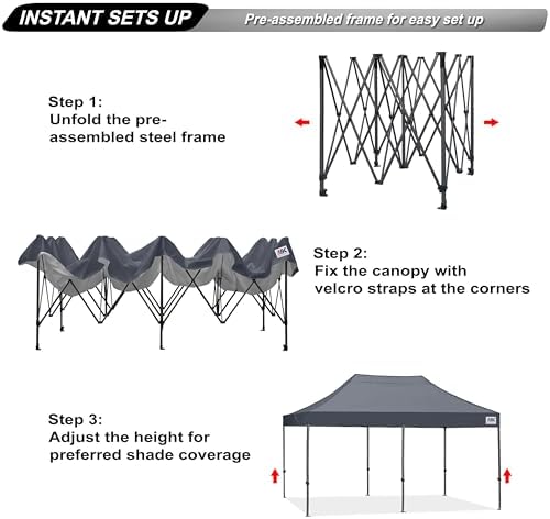 ABCCANOPY Patio Pop Up Canopy Tent 10x20 Commercial-Series (Dark Gray)