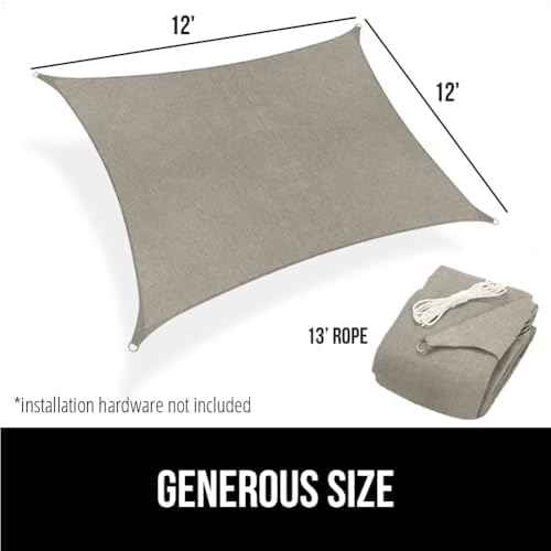 GORILLA GRIP Heavy Duty Sun Shade Sail for Outdoor Patio, 12x12 FT Gray