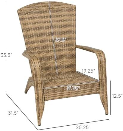 Outsunny Patio Wicker Adirondack Chair Outdoor Dark Blue