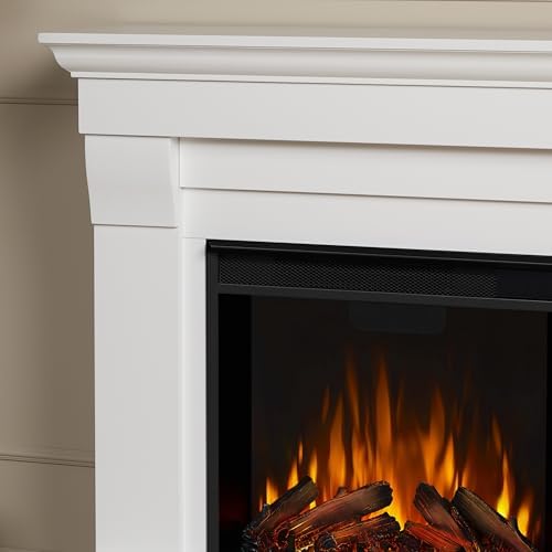 Real Flame Chateau 41” Electric Fireplace with Mantel for Living Room or Bedroom, Replaceable Fireplace Insert Heater, Realistic Log and Flame Effect, Remote Control, Timer