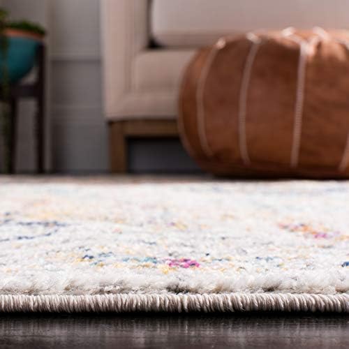 SAFAVIEH Madison Collection Runner Rug - 2'3" x 20', Cream & Multi, Boho Chic Distressed Design, Non-Shedding & Easy Care, Ideal for High Traffic Areas in Living Room, Bedroom (MAD611B)