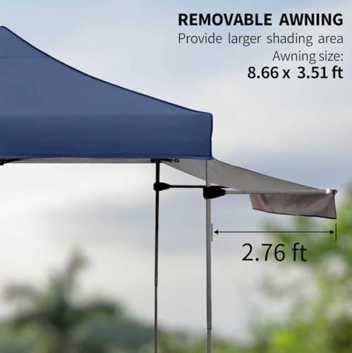 10x10 Pop up Canopy Tent with Awning Easy up Canopy with Wheel Bag Heavy Duty Waterproof Canopy Commercial Gazebo Tent for Outdoors Parties Vendors(Navy Blue)