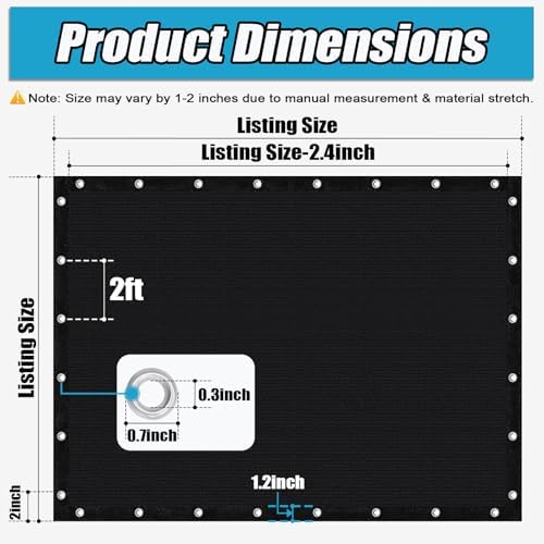 Amagenix Sun Shade Cloth Privacy Screen with Grommets 90% Sunblock Shade, Pergola Replacement Shade Cover Canopy for Outdoor Patio Garden,10' x 12', Black
