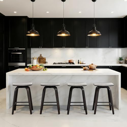 Swivel Bar Stools Set of 2 for Island Kitchen, Modern 26" Backless Counter Height Bar Stools, 360 Swivel Saddle Seat, Grey