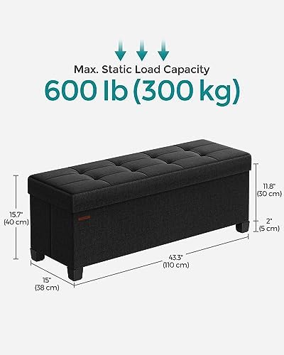 SONGMICS Storage Ottoman Bench, Foldable Foot Rest with Legs
