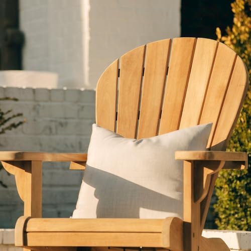 Titan Great Outdoors Grade A Teak Adirondack Chair with Footstool for Backyards and Patios