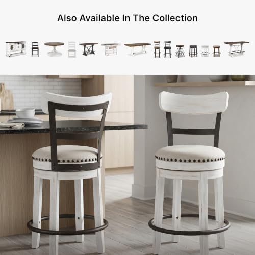 Signature Design by Ashley Valebeck Swivel Counter Height Bar Stool, White