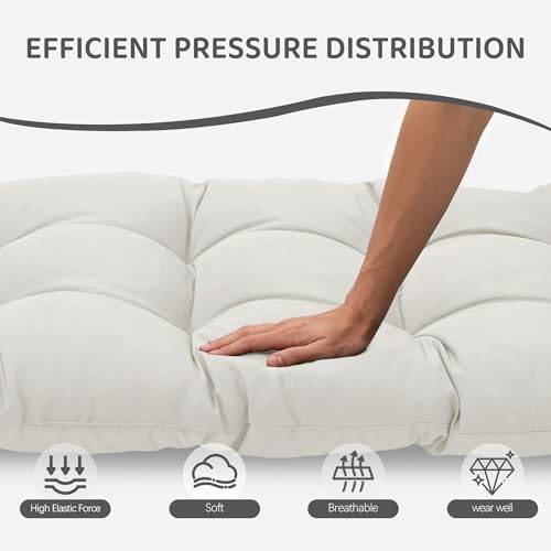 Yddsky 3Pcs Wicker Chair Cushion Sets for Patio Furniture,White,47*19*4''