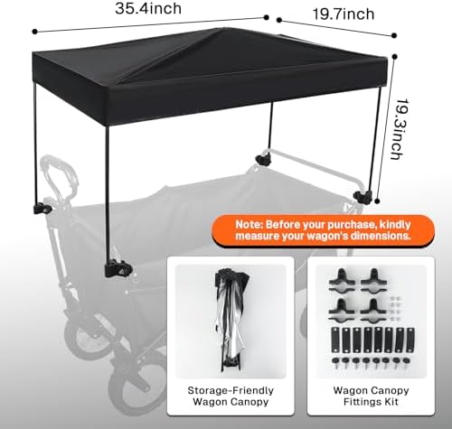 Wagon Canopy Cover Garden Push Awning Portable Outdoor Stroller Accessories Awning for Garden Wagon,Shopping,Camping (Suitable for Folded,Gathering Folded Wagon) 19.7 * 35.4 inches