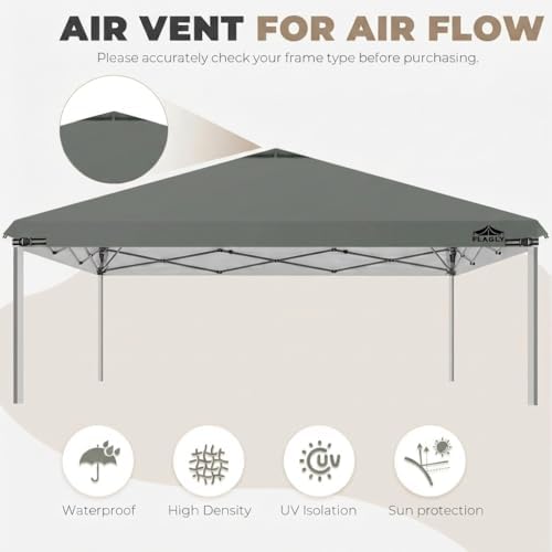 10x10ft Replacement Canopy Top with Air Vent, Waterproof & UV Protection Canopy Tent Top Cover for Straight Leg Canopy Frame - for Outdoor, Patio, Event, Trade Show (Dark Gray, 10x10ft)