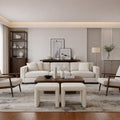 HomePop 19" Modern Channel Tufted Ottoman - Cream Boucle