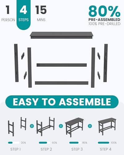 SERWALL 41" HDPE Outdoor Bar Table with 1.6" Umbrella Hole, Grey