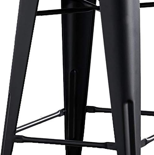 AC Pacific 24” Metal Barstool Set of 2 – Country Rustic Style with Low Back, Lightweight & Sturdy Build, Easy Assembly – Black Matte