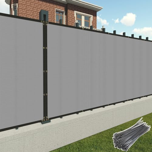 Patio 8' x 40' Fence Privacy Screen Gray Heavy Duty Windscreen Fabric Mesh Fencing Porch Screens, Outside Lattice Panels Chain Link Fences Deck Railing Cover for Outdoor Wall Backyard Balcony Pool