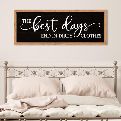 AuraPeak Laundry Room Decor Wall Art, Wood Black, 40"×15"